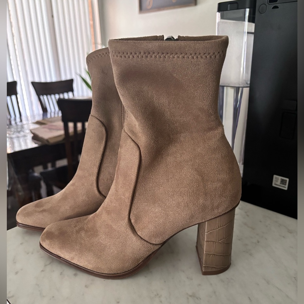 Dolce Vita Taupe Tan Suede Ankle Booties